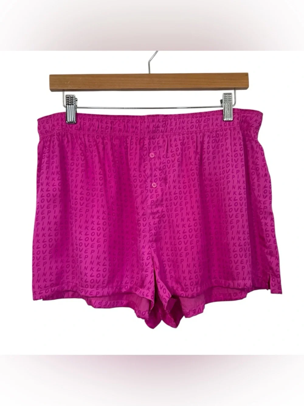 Victoria's Secret Pink Logo Print Boxer Shorts Sleepwear Sz Large Pink NEW